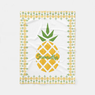 Manta Polar Piña personalizada, fondo blanco editable