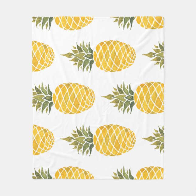 Manta Polar Piñas Pintadas A Mano: Acuarela Seamless. (Anverso)