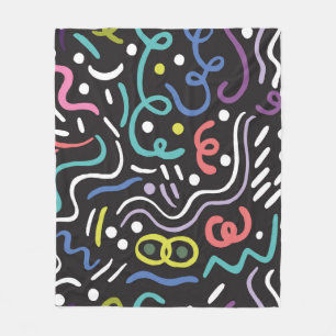 Manta Polar Pincel dibujado a mano. Patrón abstracto, zigzags,