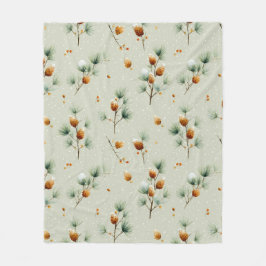 Manta Polar Pinecones de invierno y ramas de nieve
