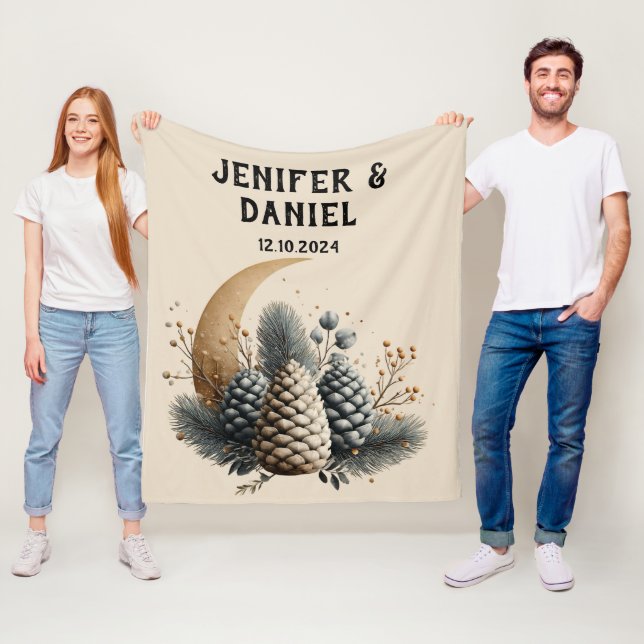 Manta Polar Pinecones y amor por el invierno de la luna crecie (In situ)