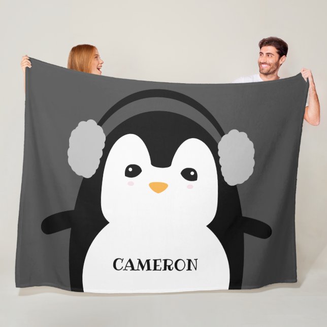 Manta Polar Pingüino blanco negro blanco personalizado y moder (In situ)