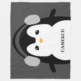 Manta Polar Pingüino blanco negro blanco personalizado y moder