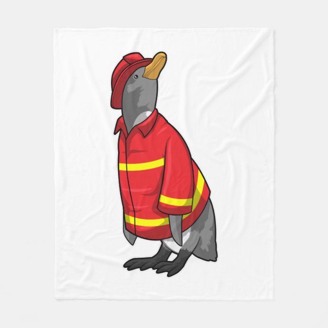 Manta Polar Pingüino como bombero con casco (Anverso)