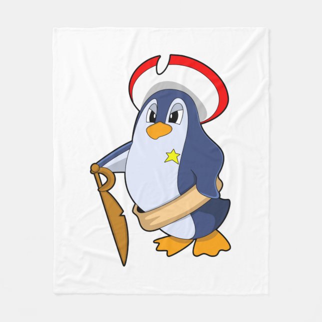 Manta Polar Pingüino como pirata con Gorra (Anverso)
