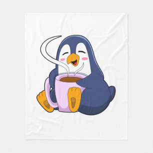 Manta Polar Pingüino con Copa de Café
