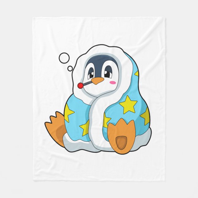 Manta Polar Pingüino con termómetro clínico (Anverso)