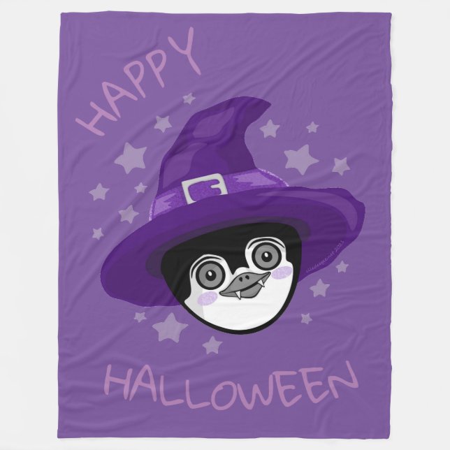 Manta Polar Pingüino de Halloween brujo (Anverso)