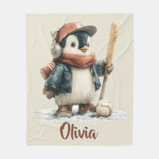 Manta Polar Pingüino de invierno personalizado para niños soft