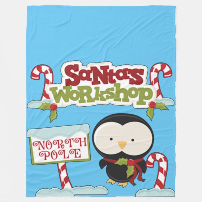 Manta Polar Pingüino del taller de Santa Claus (Anverso)