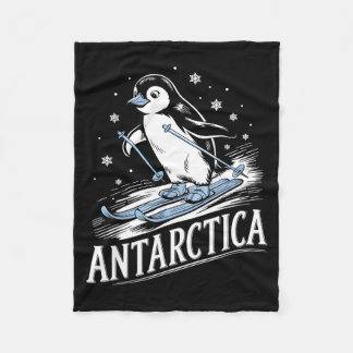 Manta Polar Pingüino divertido esquiando vacaciones de inviern