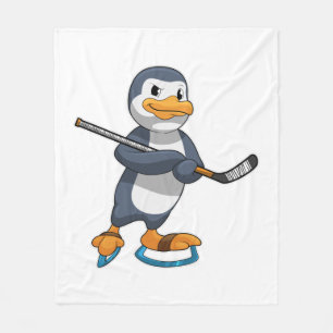 Manta Polar Pingüino en hockey sobre hielo con bastón de hocke