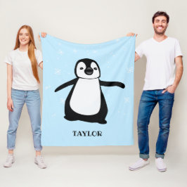Manta Polar Pingüino lindo y moderno de nieve azul personaliza