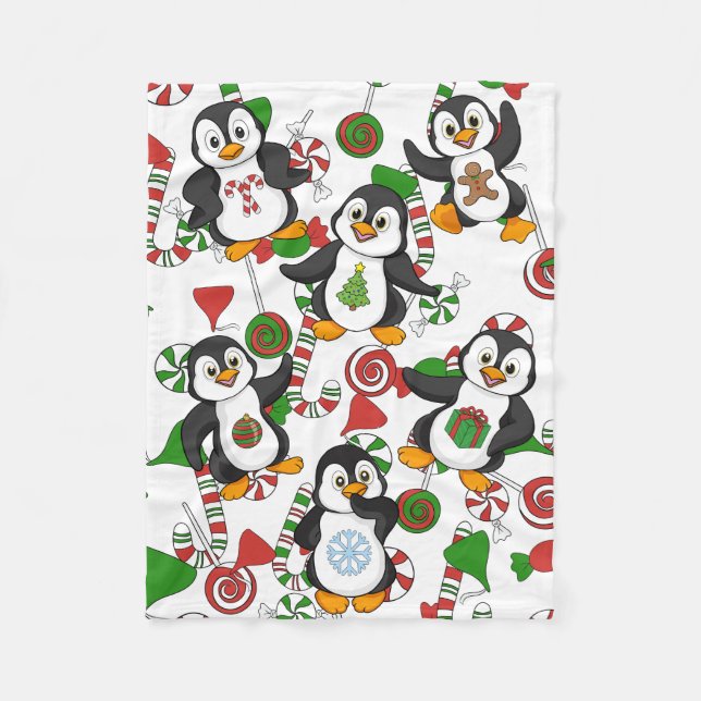 Manta Polar Pingüino navidad (Anverso)