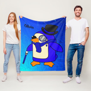 Manta Polar Pingüino personalizado lindo azul ultramarino
