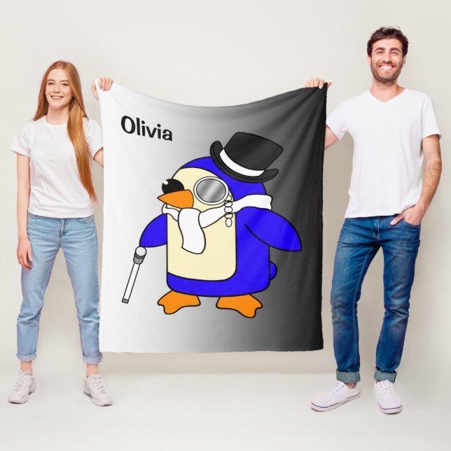 Manta Polar Pingüino personalizado y blanco (In situ)