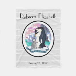 Manta Polar Pingüinos Dulces y Mama Bebé, personalizados