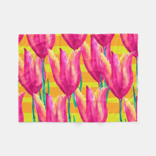 Manta Polar Pinik Tulips patrón Fleece Blanket