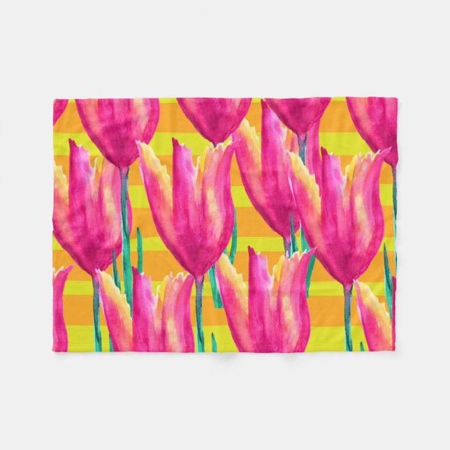 Manta Polar Pinik Tulips patrón Fleece Blanket (Frente (Horizontal))