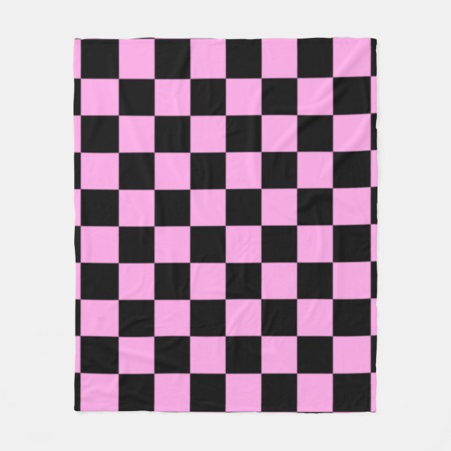 Manta Polar Pink and Black Checkered Square Pattern  (Anverso)