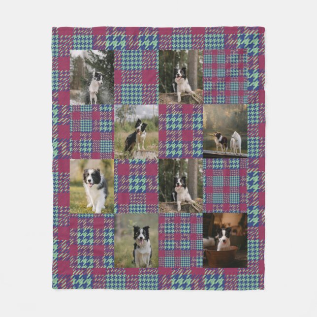 Manta Polar Pink and Blue Teal Plaid 8 Photo Collage (Anverso)