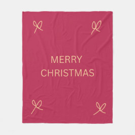 Manta Polar Pink and Cream Illustrated Bow Merry Christmas