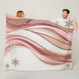 Manta Polar Pink and Gold Abstract Glitter Waves Blanket