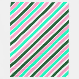 Manta Polar Pink and Green Christmas Candy Stripes 