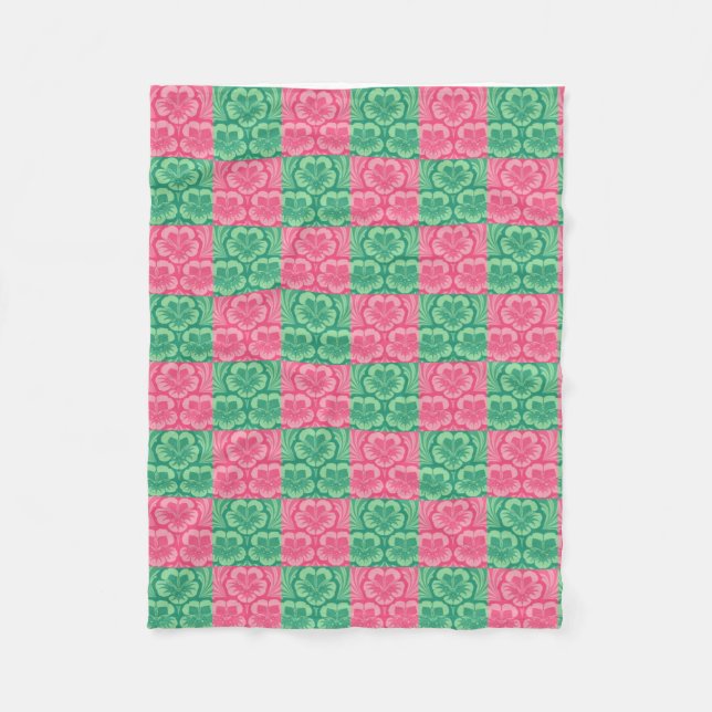 Manta Polar Pink and Green Fleece Blanket (Anverso)