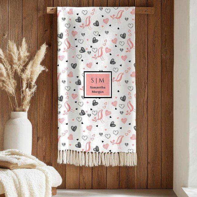 Manta Polar Pink Black Hearts Sweet I Love You Wedding Gift   (Pink Black Hearts Sweet I Love You Wedding Gift blanket

)