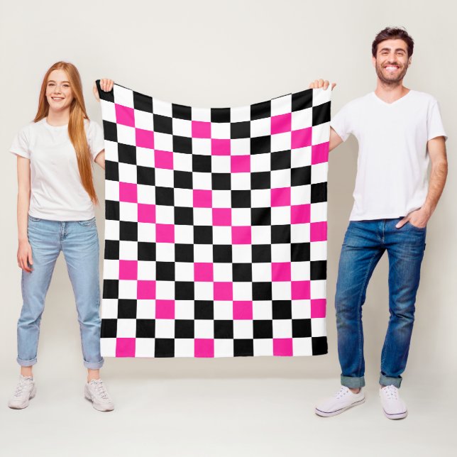 Manta Polar Pink Black White Checkered Pattern Design  (In situ)