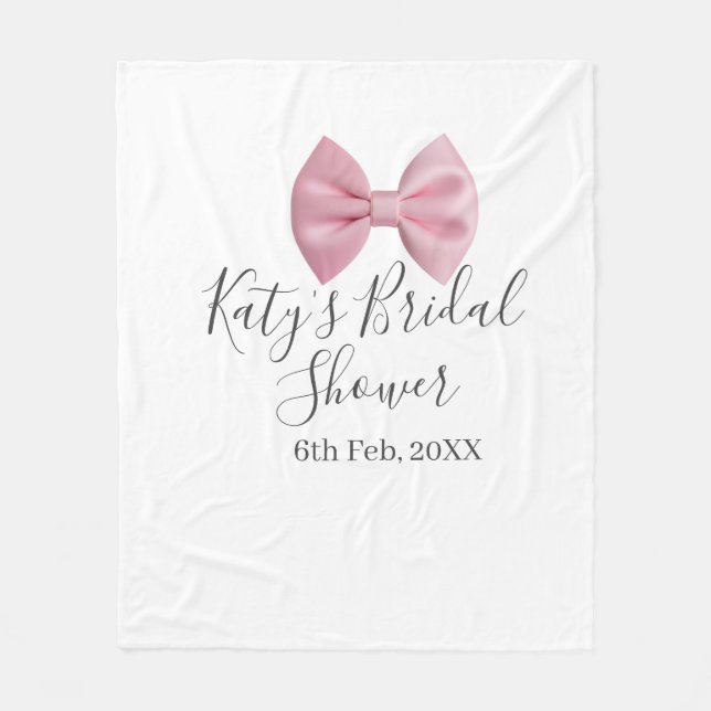Manta Polar Pink bow bridal shower name date pastel stylish te (Anverso)
