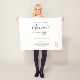 Manta Polar Pink Bow Girl Baby Shower Invitation