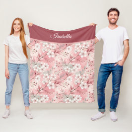 Manta Polar Pink cherry blossom Personalized