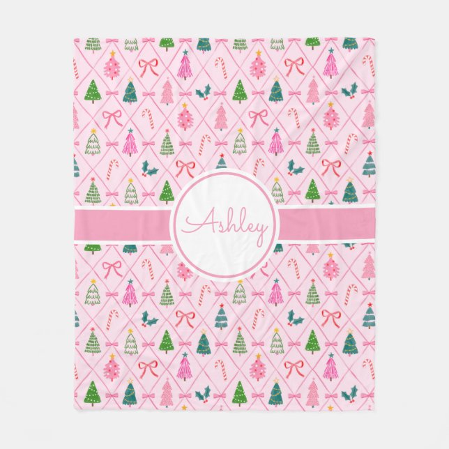 Manta Polar Pink Coquette Christmas (Anverso)