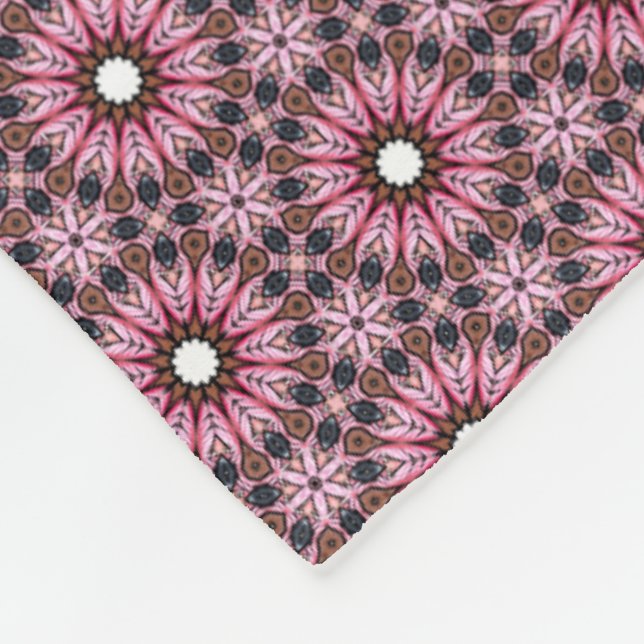 Manta Polar Pink Feather Mandala Boho (Esquina)