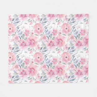 Manta Polar Pink Floral Watercolor 