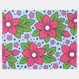 Manta Polar Pink Florals with Bold Petals and Green Leaves