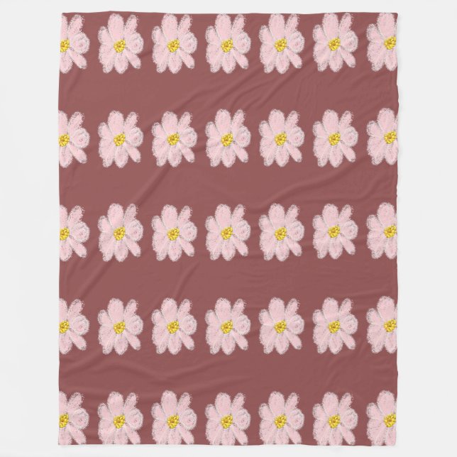 Manta Polar pink flower blanket (Anverso)