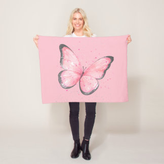 Manta Polar pink glitter butterfly