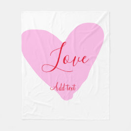 Manta Polar Pink heart love happy Valentine's day text red nam