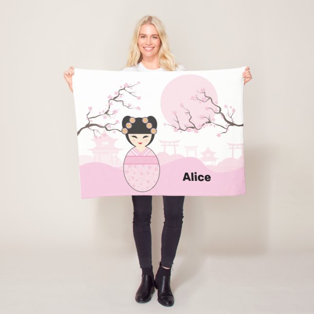 Manta Polar Pink Kokeshi Doll Typical Japanese Landscape (In situ)