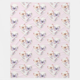 Manta Polar Pink Lavender Floral Heart Butterflies Birthday