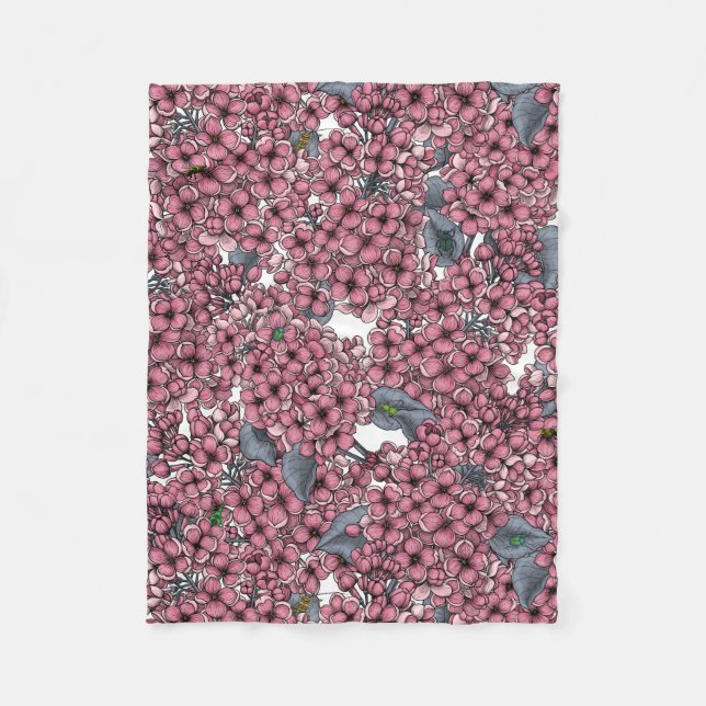 Manta Polar Pink Lilac Garden (Anverso)