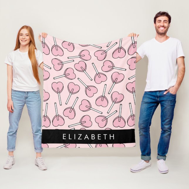 Manta Polar Pink Lollipops, Heart Lollipops, Lolly, Your Name (In situ)