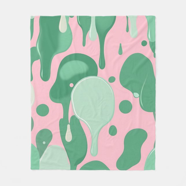 Manta Polar Pink Mint Green Melting Drip Pattern Abstract  (Anverso)