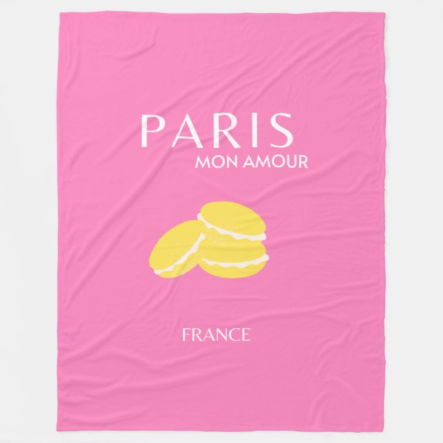 Manta Polar Pink Paris Travel Art Retro Art Decoración Art Pre (Anverso)