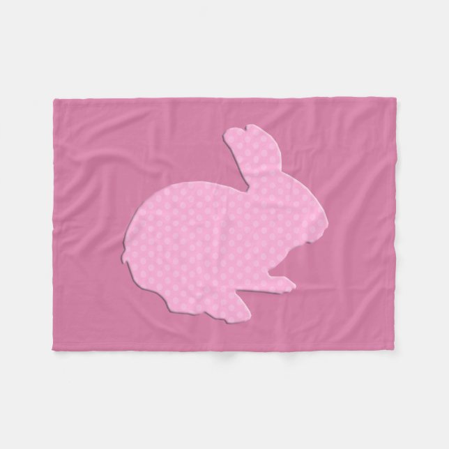 Manta Polar Pink Polka Dot Silhouette Bunny Fleece Blanket (Frente (Horizontal))
