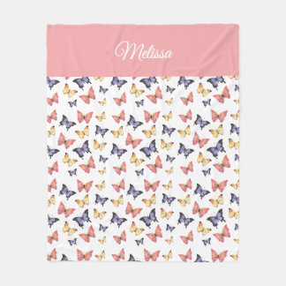 Manta Polar Pink Purple Butterflies Monogram Name