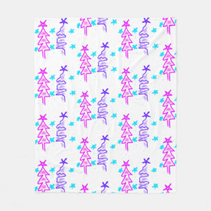 Manta Polar Pink Purple doodle christmas de árbol estrellas de